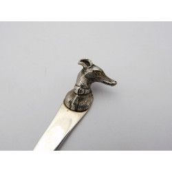 Greyhound silver paper knife Chester 1913 by Stokes Ireland Ltd