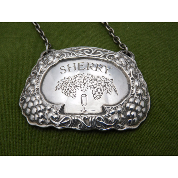 HG Murphy silver sherry wine label 1937