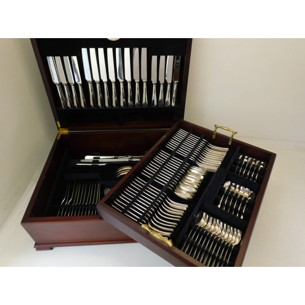 Harrods Silver rattail Canteen of cutlery solid silver