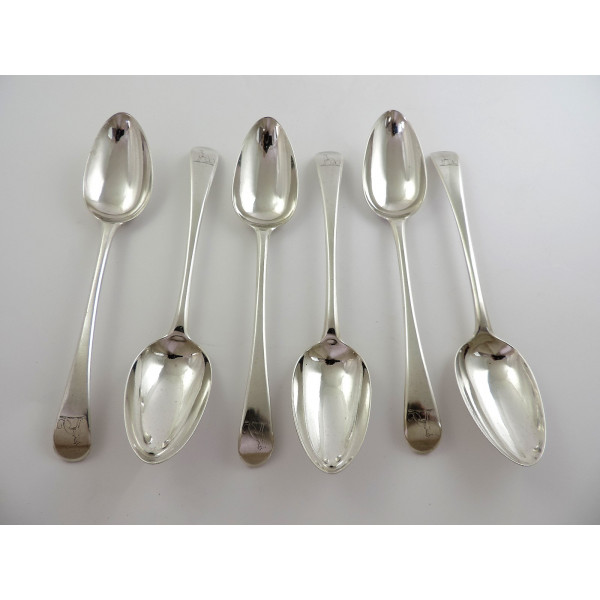 Heseter Bateman set 6 Georgian silver table spoons 1787