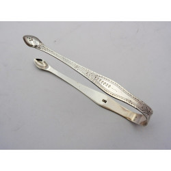 Hester Bateman bright cut silver sugar tongs 1780