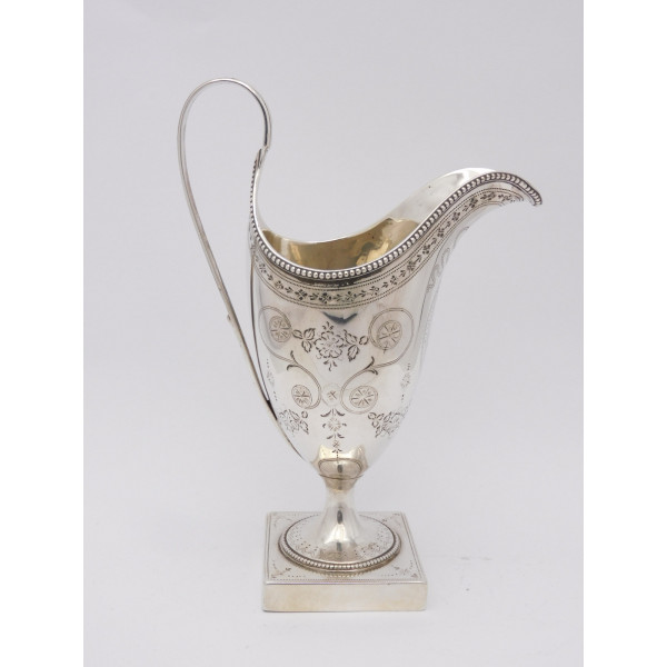 Hester Bateman silver cream jug 1788 bright cut