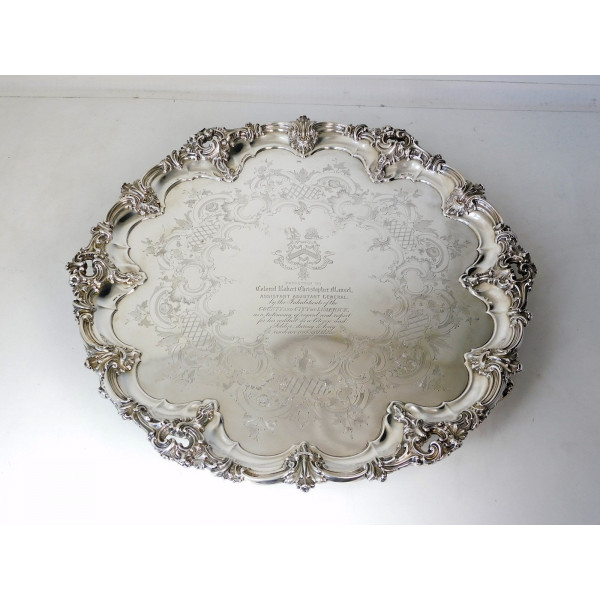 Huge silver salver 1842 Colonel Robert Mansell