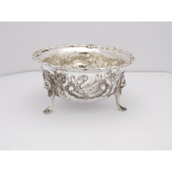 Irish Silver Bowl with chased animals Dublin Alwright Marshall