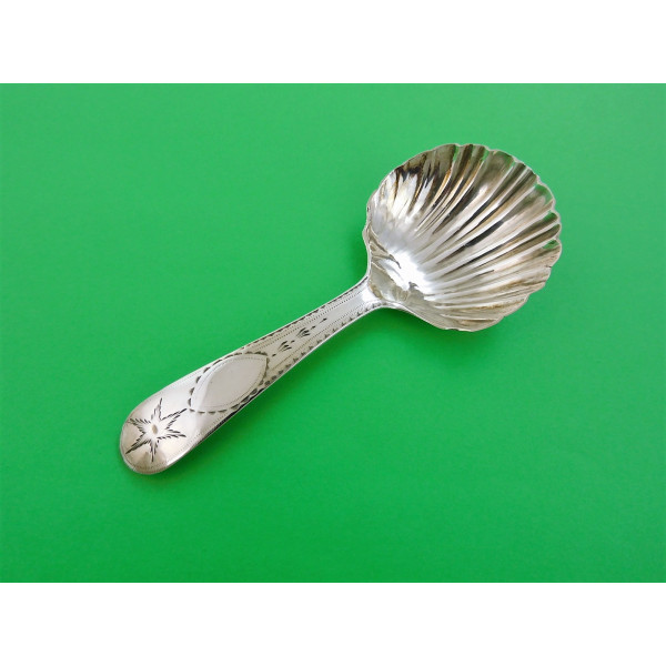 Irish silver caddy spoon Dublin 1805 Thomas Townsend Bright cut Star