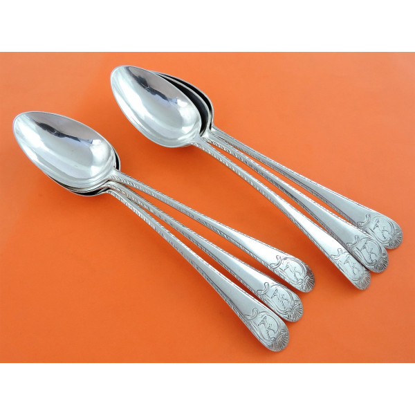 Irish silver dessert spoons by Benjamin Taite
