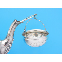 Irish silver spout tea strainer Dublin 1884 West Son