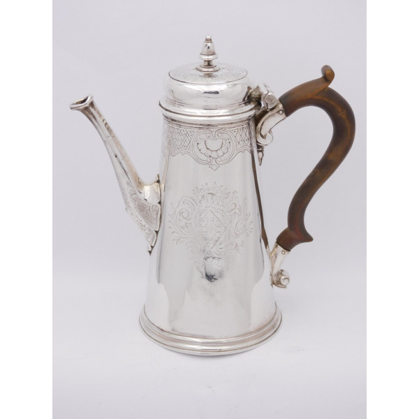 John Swift silver coffee pot London 1734 armorial
