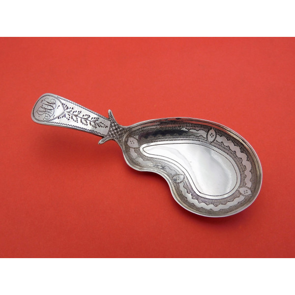 Kidney bowl silver caddy spoon by Cocks Bettridge