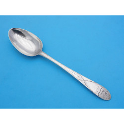 Limerick silver table spoon by Maurice Fitzgerald bright cut plume