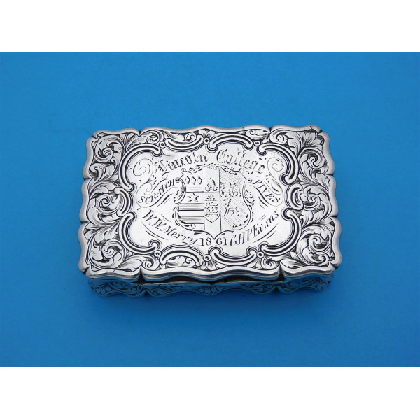 Lincoln College Oxford silver snuff Box 1864 Frederick Marsden