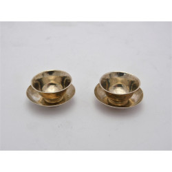 Miniature silver tea bowls and saucers David Clayton