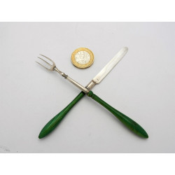 Miniaure silver knife and fork by Samuel Pemberton