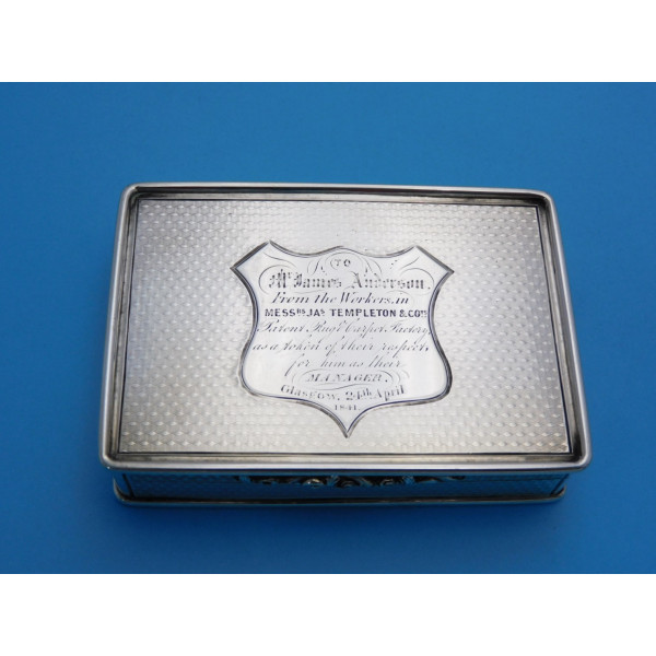 Nathaniel Mills silver snuff box James Templeton co Glasgow