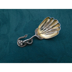 Naturalistic silver caddy spoon Hilliard Thomason