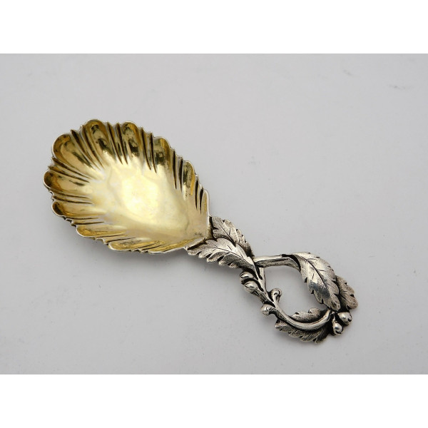 Naturlistic silver caddy spoon London 1853 John Figg