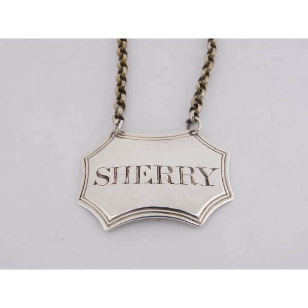 Newcastle silver Sherry wine label by Robertson Walton