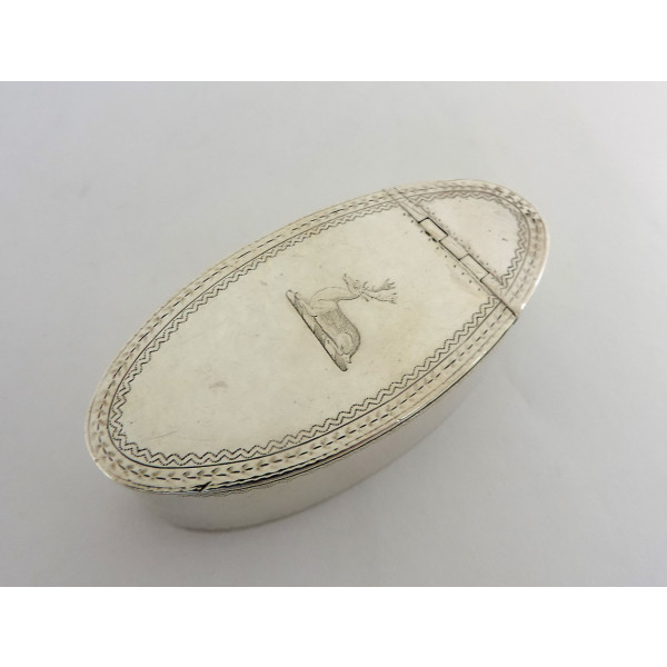 Newcastle silver snuff box with stag crest georgian