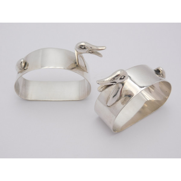 Novelty pair silver duck napkin rings