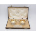 Omar Ramsden pair silver salt cellars London 1934 Boxed