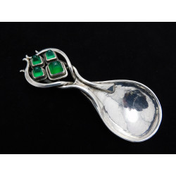 Omar Ramsden silver and cabochon set caddy spoon London 1927