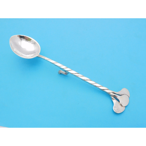 Omar Ramsden silver honey spoon with hook london 1933