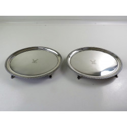 Oval silver salvers London 1806 by Peter William Bateman Georgian