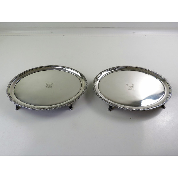 Oval silver salvers London 1806 by Peter William Bateman Georgian
