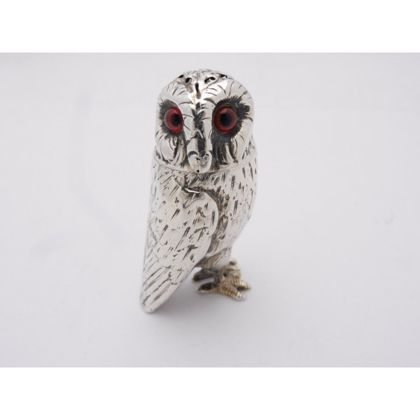 Owl silver pepper pot 1873 Richards Brown