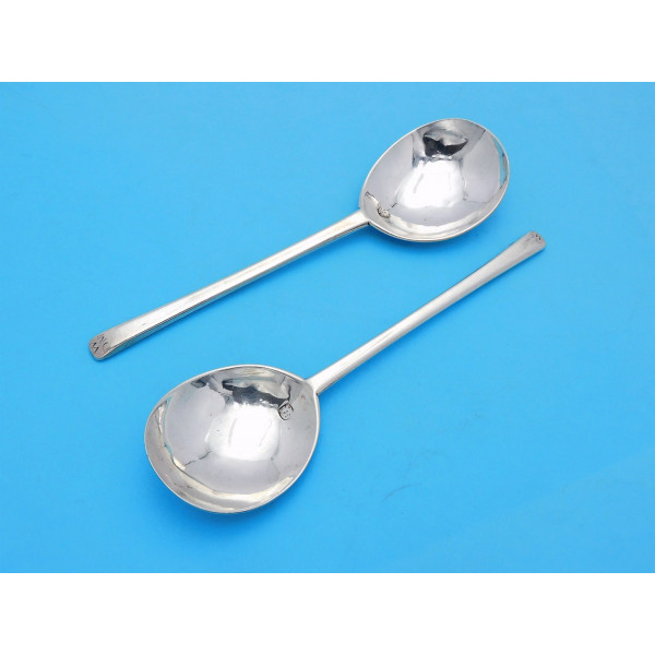 Pair Charles I silver slip top spoons London 1634 John Smith