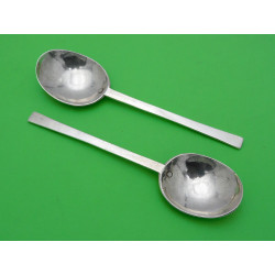 Pair Commonwealth silver puritan spoons London 1659 by Steven Venables