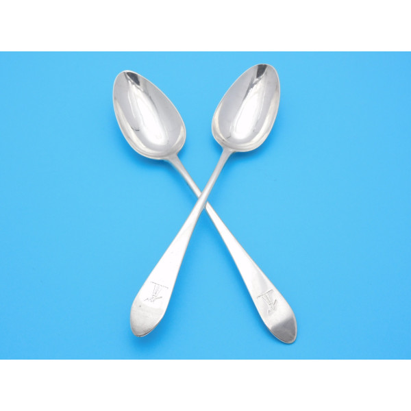 Pair Cork sterling silver table spoons John Nicolson