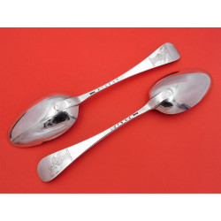 Pair Elizabeth Oldfield silver table spoons Lonon 1752 EO