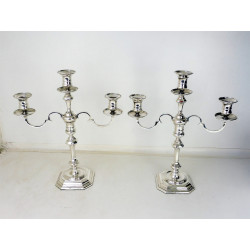 Pair Garrard silver candelabra Sheffield 1972