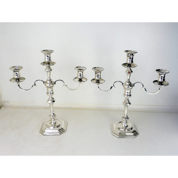 Pair Garrard silver candelabra Sheffield 1972