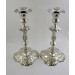 Pair Georgian cast silver candlesticks London 1754 John Cafe