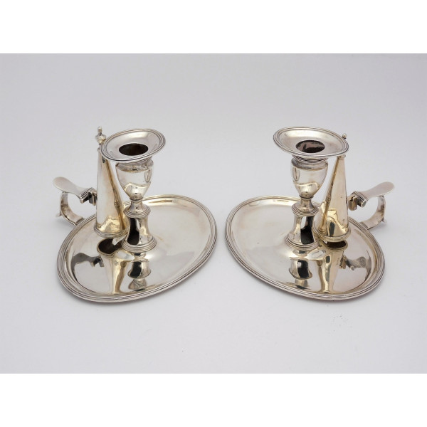 Pair Georgian silver chambersticks London 1791 Crouch Hannam
