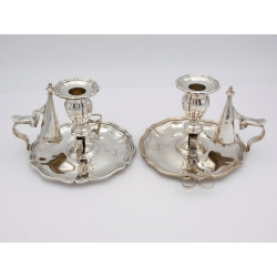Pair Georgian silver chambersticks by James Creswick 1834