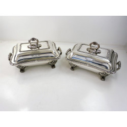 Pair Georgian silver entree dishes London 1824 by Richard Sibley