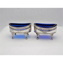 Pair Hester Bateman silver salt cellars London 1789