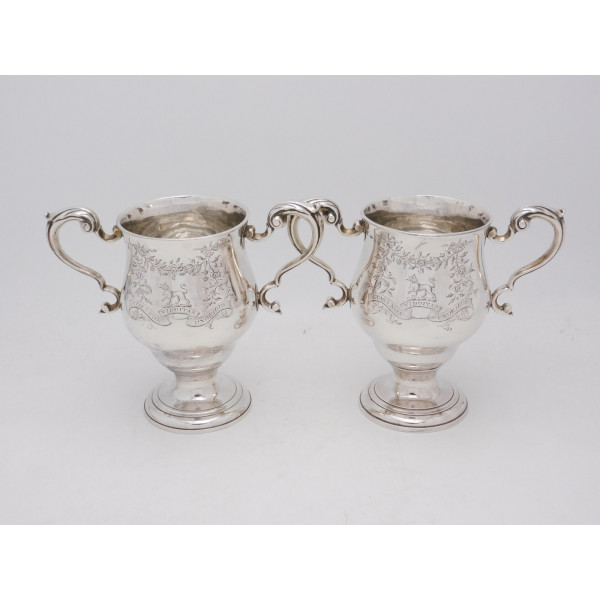 Pair Irish Silver Cup by Richard Tudor Dublin William Osbrey