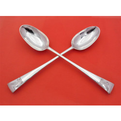Pair Irish silver hookend basting spoons Dublin 1762 Joseph Cullen