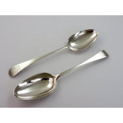 Pair Irish silver table spoons Dublin 1773