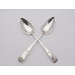 Pair Jersey silver table spoons Jacques Quesnel