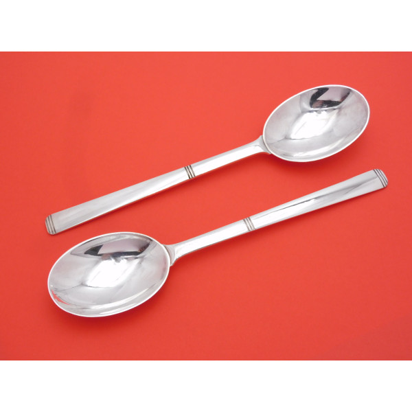 Pair Leslie Durbin silver serving spoons LGD 1949