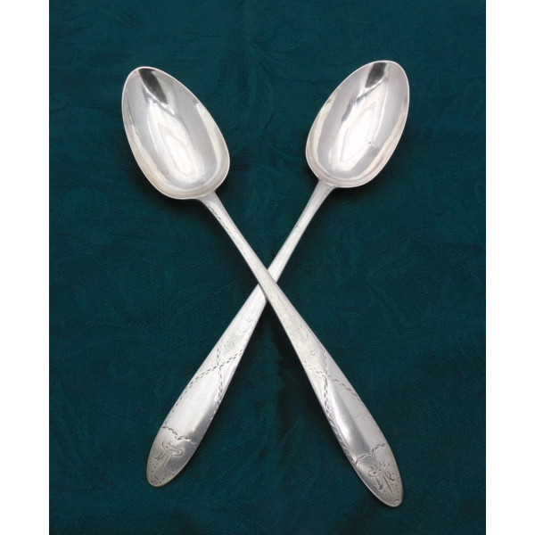Pair Limerick silver serving spoons by Maurice Fitzgerald