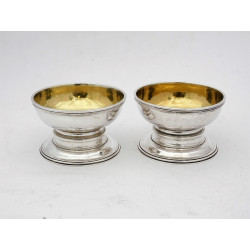 Pair Omar Ramsden sterling silver salt pots London 1934