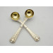Pair Quilted pattern silver salt spoons by GA