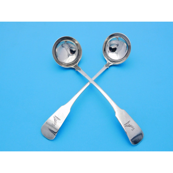 Pair Scottish silver toddy ladles Dumfries by Mark Hinchsliffe