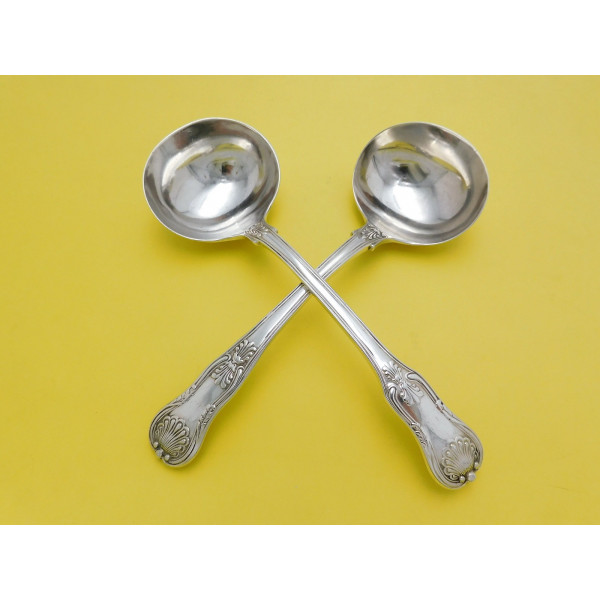 Pair Silver Kings Honeysuckle sauce ladles by Robert Peppin